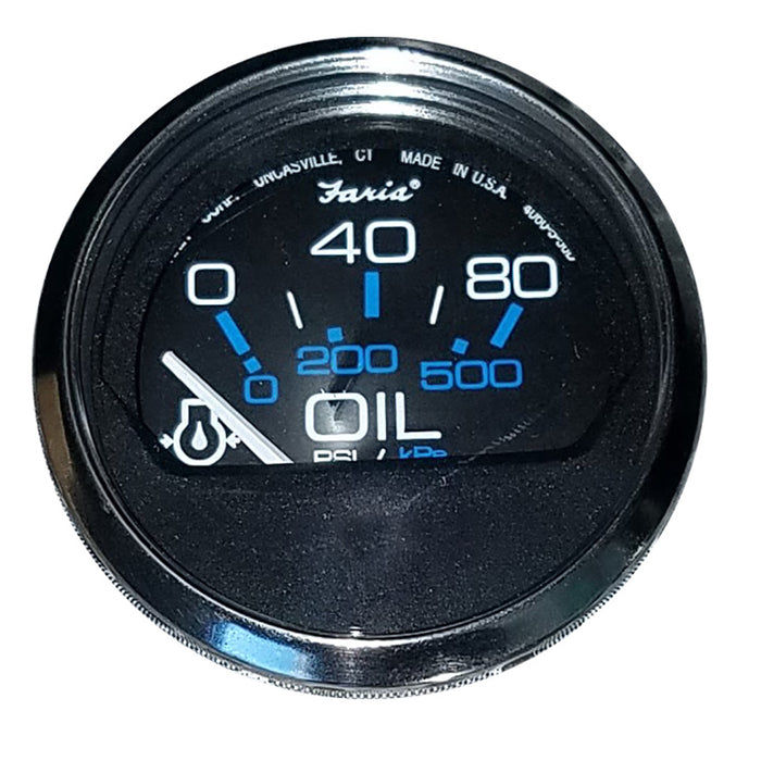 Faria Chesapeake Black 2" Oil Pressure Gauge (80 PSI) [13702]